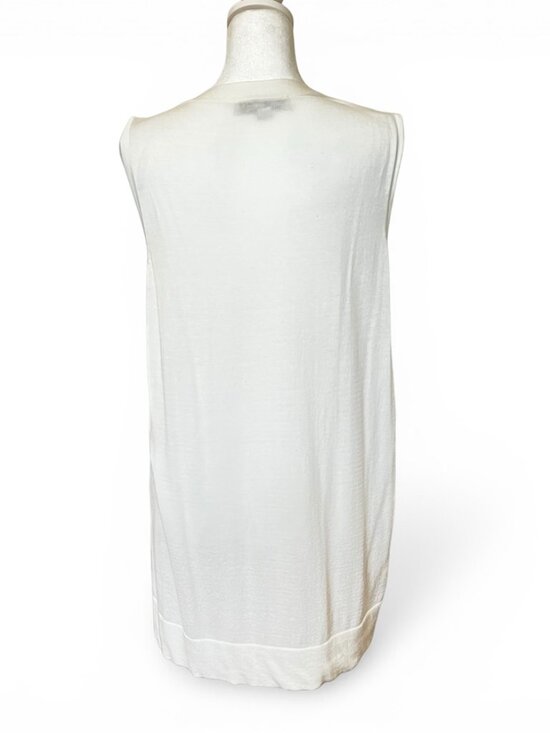 LOFT Ivory Sleeveless V-Neck Knit Top Soft Minimalist Quiet Luxury Career - Picture 4 of 8